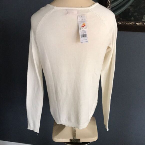 Elle ivory crochet front sweater, NWT, XS - Picture 4 of 5